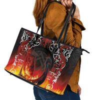 Scotland Up Helly Aa Leather Tote Bag Drakkar Viking Longship Burning The Return of The Light - Wonder Print Shop