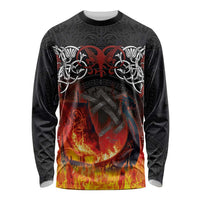 Scotland Up Helly Aa Long Sleeve Shirt Drakkar Viking Longship Burning The Return of The Light - Wonder Print Shop