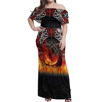 Scotland Up Helly Aa Off Shoulder Maxi Dress Drakkar Viking Longship Burning The Return of The Light - Wonder Print Shop