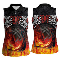 Scotland Up Helly Aa Women Sleeveless Polo Shirt Drakkar Viking Longship Burning The Return of The Light - Wonder Print Shop