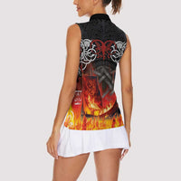 Scotland Up Helly Aa Women Sleeveless Polo Shirt Drakkar Viking Longship Burning The Return of The Light - Wonder Print Shop