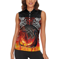 Scotland Up Helly Aa Women Sleeveless Polo Shirt Drakkar Viking Longship Burning The Return of The Light - Wonder Print Shop