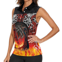 Scotland Up Helly Aa Women Sleeveless Polo Shirt Drakkar Viking Longship Burning The Return of The Light - Wonder Print Shop