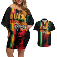 Black History Month Couples Matching Off Shoulder Short Dress and Hawaiian Shirt Black Soul - I'm Black Every Month - Wonder Print Shop