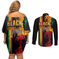 Black History Month Couples Matching Off Shoulder Short Dress and Long Sleeve Button Shirt Black Soul - I'm Black Every Month - Wonder Print Shop