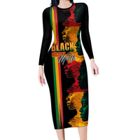 Black History Month Long Sleeve Bodycon Dress Black Soul - I'm Black Every Month - Wonder Print Shop