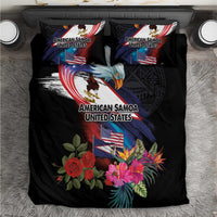 American Samoa and United States Together Bedding Set National Flag with Eagle-Hibiscus and Rose