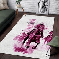 Kentucky Horses Racing Area Rug Jockey Drawing Style Pink Out Color - Wonder Print Shop
