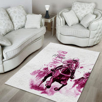 Kentucky Horses Racing Area Rug Jockey Drawing Style Pink Out Color - Wonder Print Shop