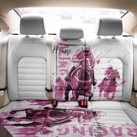 Kentucky Horses Racing Back Car Seat Cover Jockey Drawing Style Pink Out Color - Wonder Print Shop