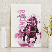 Kentucky Horses Racing Canvas Wall Art Jockey Drawing Style Pink Out Color - Wonder Print Shop