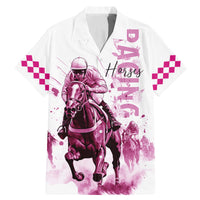 Kentucky Horses Racing Family Matching Mermaid Dress and Hawaiian Shirt Jockey Drawing Style Pink Out Color - Wonder Print Shop