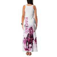 Kentucky Horses Racing Family Matching Tank Maxi Dress and Hawaiian Shirt Jockey Drawing Style Pink Out Color - Wonder Print Shop
