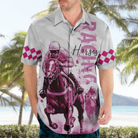 Kentucky Horses Racing Hawaiian Shirt Jockey Drawing Style Pink Out Color - Wonder Print Shop