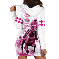 Kentucky Horses Racing Hoodie Dress Jockey Drawing Style Pink Out Color - Wonder Print Shop