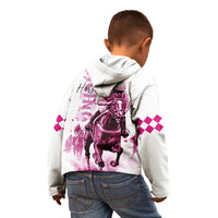 Kentucky Horses Racing Kid Hoodie Jockey Drawing Style Pink Out Color - Wonder Print Shop