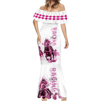 Kentucky Horses Racing Mermaid Dress Jockey Drawing Style Pink Out Color - Wonder Print Shop
