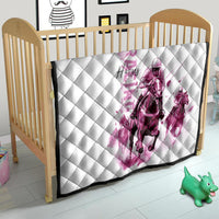 Kentucky Horses Racing Quilt Jockey Drawing Style Pink Out Color - Wonder Print Shop