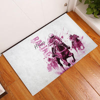 Kentucky Horses Racing Rubber Doormat Jockey Drawing Style Pink Out Color - Wonder Print Shop