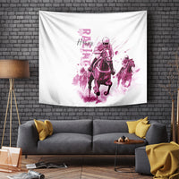 Kentucky Horses Racing Tapestry Jockey Drawing Style Pink Out Color - Wonder Print Shop