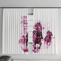 Kentucky Horses Racing Window Curtain Jockey Drawing Style Pink Out Color - Wonder Print Shop