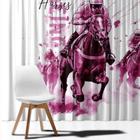 Kentucky Horses Racing Window Curtain Jockey Drawing Style Pink Out Color - Wonder Print Shop