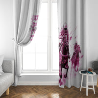 Kentucky Horses Racing Window Curtain Jockey Drawing Style Pink Out Color - Wonder Print Shop