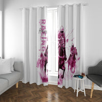 Kentucky Horses Racing Window Curtain Jockey Drawing Style Pink Out Color - Wonder Print Shop