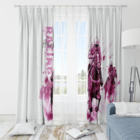 Kentucky Horses Racing Window Curtain Jockey Drawing Style Pink Out Color - Wonder Print Shop