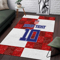 Custom Croatia Football Area Rug Checkered Ones Sport Grunge Style