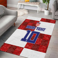 Custom Croatia Football Area Rug Checkered Ones Sport Grunge Style