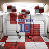 Custom Croatia Football Back Car Seat Cover Checkered Ones Sport Grunge Style