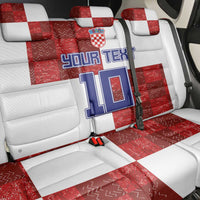Custom Croatia Football Back Car Seat Cover Checkered Ones Sport Grunge Style