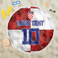 Custom Croatia Football Beach Blanket Checkered Ones Sport Grunge Style