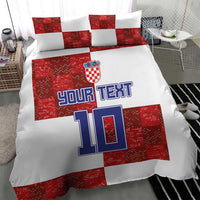 Custom Croatia Football Bedding Set Checkered Ones Sport Grunge Style