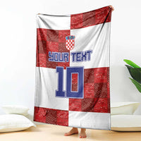 Custom Croatia Football Blanket Checkered Ones Sport Grunge Style