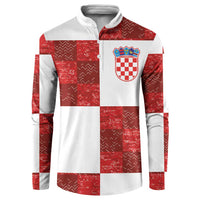 Custom Croatia Football Button Sweatshirt Checkered Ones Sport Grunge Style
