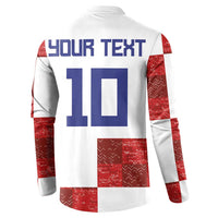 Custom Croatia Football Button Sweatshirt Checkered Ones Sport Grunge Style