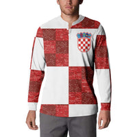 Custom Croatia Football Button Sweatshirt Checkered Ones Sport Grunge Style