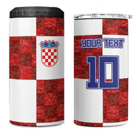 Custom Croatia Football 4 in 1 Can Cooler Tumbler Checkered Ones Sport Grunge Style