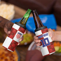 Custom Croatia Football 4 in 1 Can Cooler Tumbler Checkered Ones Sport Grunge Style
