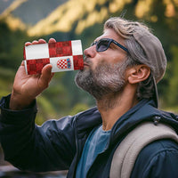 Custom Croatia Football 4 in 1 Can Cooler Tumbler Checkered Ones Sport Grunge Style