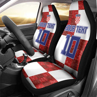 Custom Croatia Football Car Seat Cover Checkered Ones Sport Grunge Style