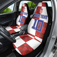 Custom Croatia Football Car Seat Cover Checkered Ones Sport Grunge Style
