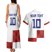 Custom Croatia Football Couples Matching Tank Maxi Dress and Hawaiian Shirt Checkered Ones Sport Grunge Style
