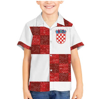 Custom Croatia Football Family Matching Mermaid Dress and Hawaiian Shirt Checkered Ones Sport Grunge Style