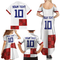 Custom Croatia Football Family Matching Summer Maxi Dress and Hawaiian Shirt Checkered Ones Sport Grunge Style