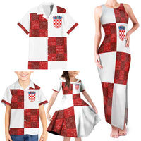 Custom Croatia Football Family Matching Tank Maxi Dress and Hawaiian Shirt Checkered Ones Sport Grunge Style
