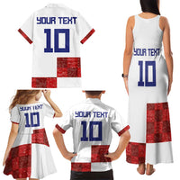 Custom Croatia Football Family Matching Tank Maxi Dress and Hawaiian Shirt Checkered Ones Sport Grunge Style