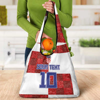 Custom Croatia Football Grocery Bag Checkered Ones Sport Grunge Style
